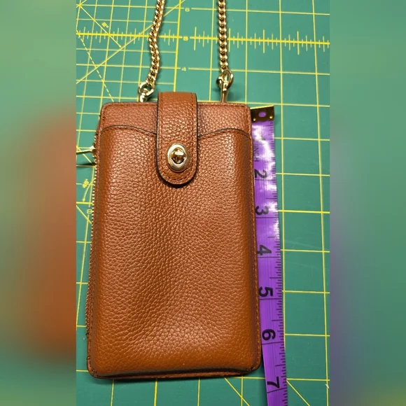 COACH Brown Leather Crossbody Phone Bag - Picture 8 of 15